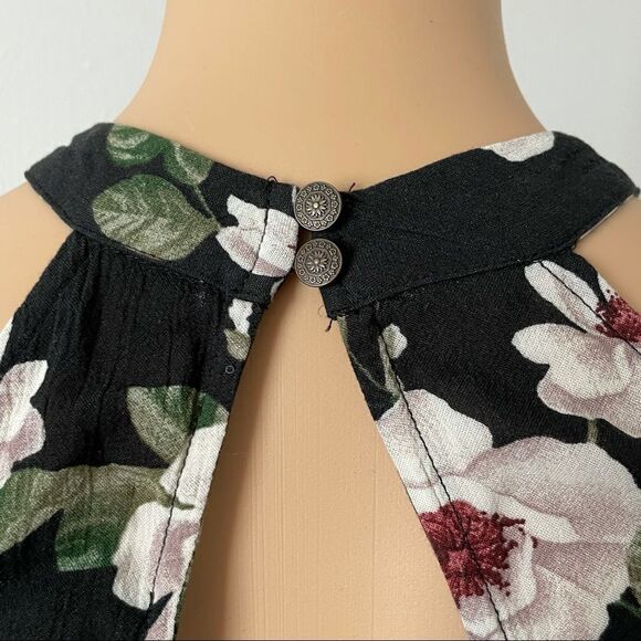 NWT American Eagle Cold Shoulder CutOut Long Sleeve Floral Dress Halter Neck XXS - Picture 11 of 15